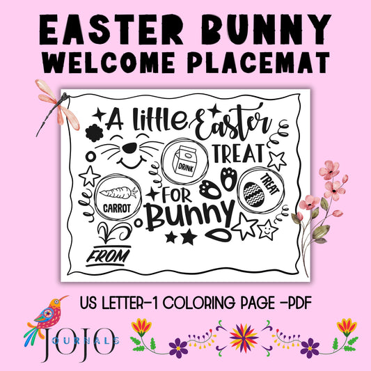 A Little Easter Treat- Coloring Page Placemats-Printable US Letter, Instant Download PDF - Fiesta By JoJo Journals
