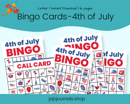 Bingo Cards- 4th Of July - Fiesta By JoJo Journals