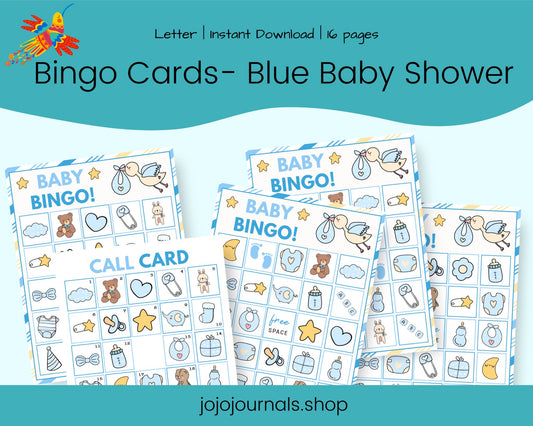 Bingo Cards- Baby Shower Blue - Fiesta By JoJo Journals
