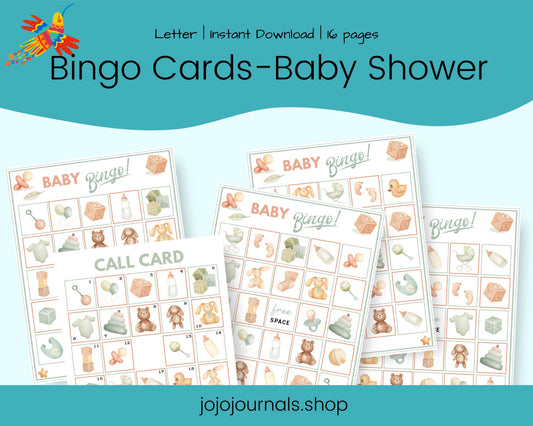 Bingo Cards- Baby Shower Pastels - Fiesta By JoJo Journals