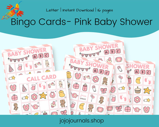 Bingo Cards- Baby Shower Pink - Fiesta By JoJo Journals