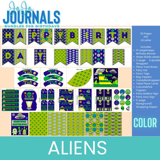 Bundles for Birthdays- Aliens - Color - Fiesta By JoJo Journals