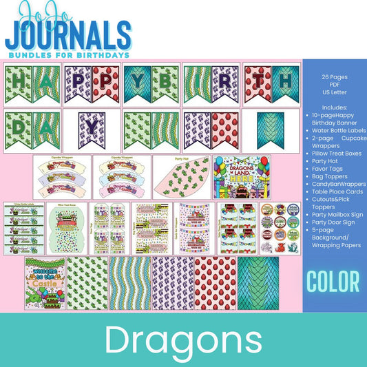 Bundles for Birthdays-Color- DRAGONS - Fiesta By JoJo Journals