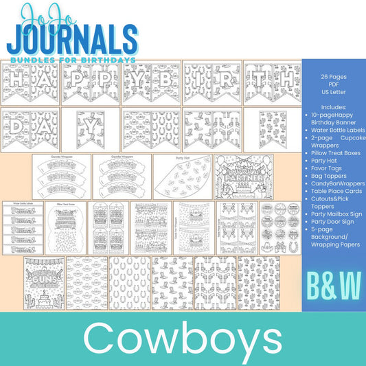 Bundles for Birthdays- Cowboys- Black & White - Fiesta By JoJo Journals