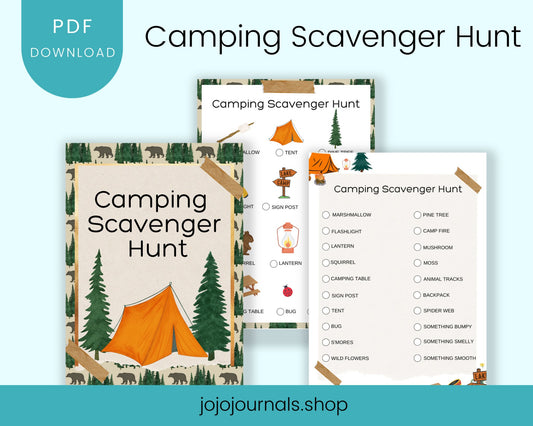 Camping Scavenger Hunt - Fiesta By JoJo Journals