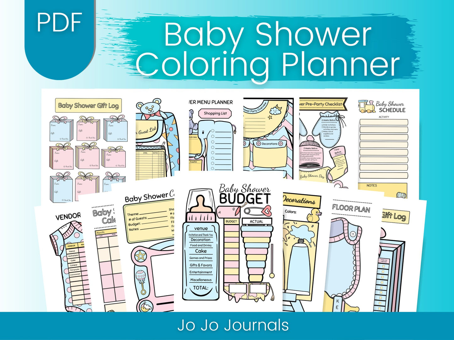 Colorful Baby Shower Planner- 6x9 inches - Fiesta By JoJo Journals