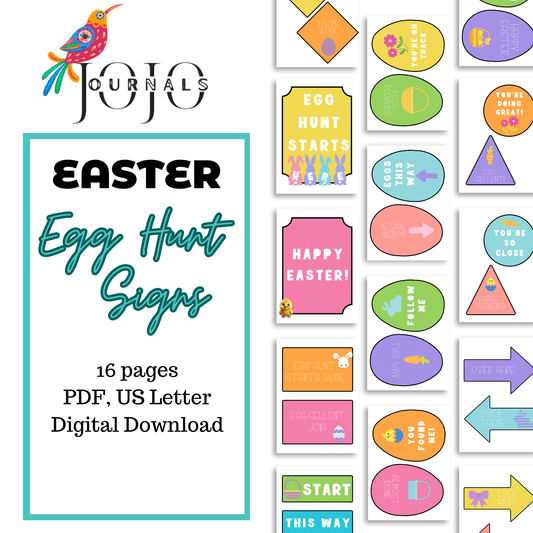 Easter Egg Hunt Signs- US Letter - Fiesta By JoJo Journals
