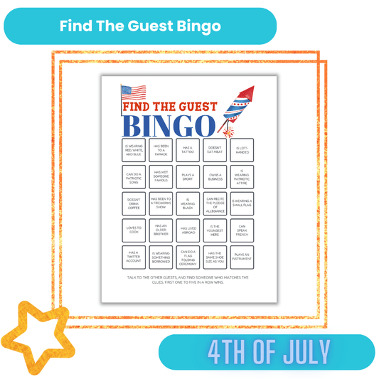 Find the Guest Bingo- 4th of July - Fiesta By JoJo Journals