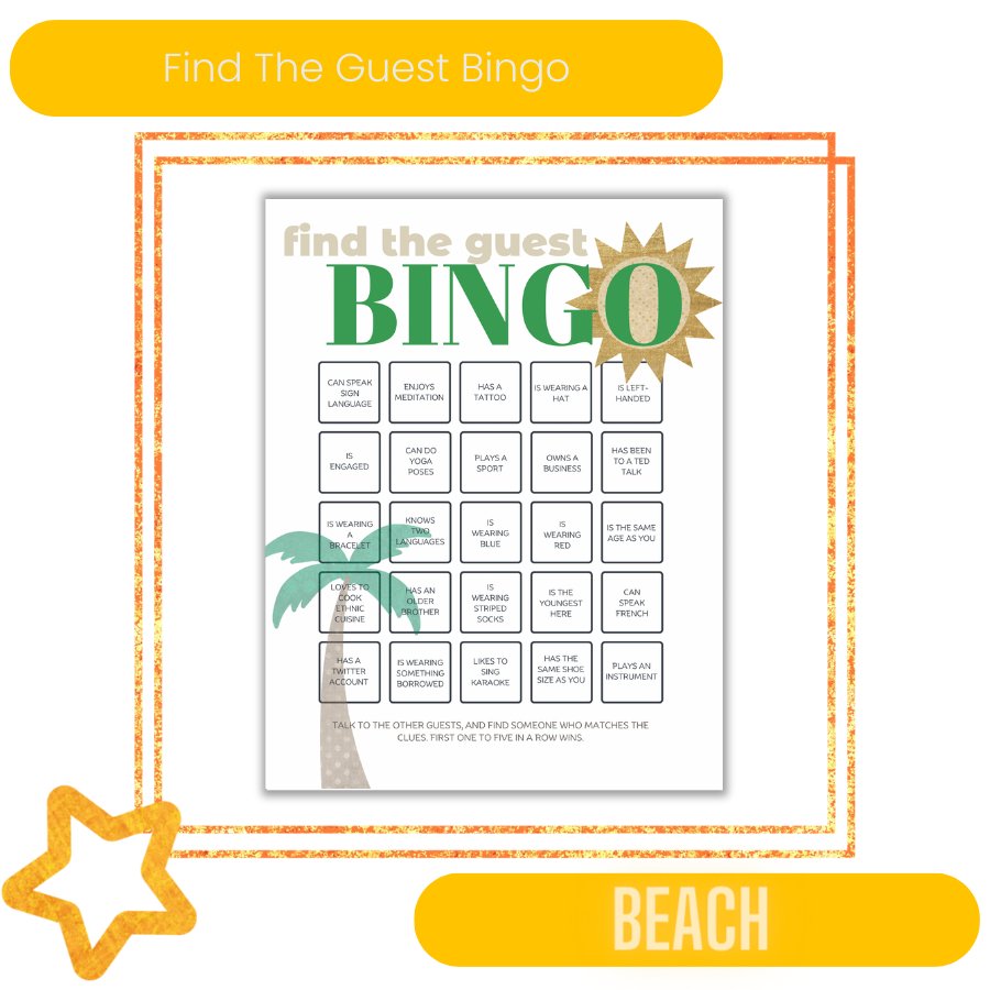 Find the Guest Bingo- Beach Too - Fiesta By JoJo Journals
