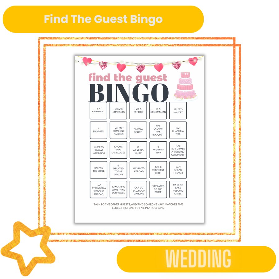 Find the Guest Bingo- Wedding - Fiesta By JoJo Journals