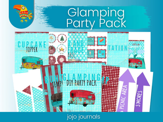 Glamping DIY Party Pack - Printable PDF - Fiesta By JoJo Journals
