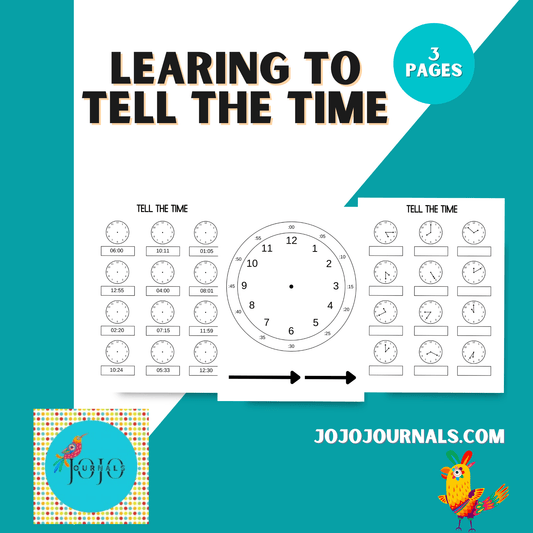 Learning to Tell the Time - Fiesta By JoJo Journals
