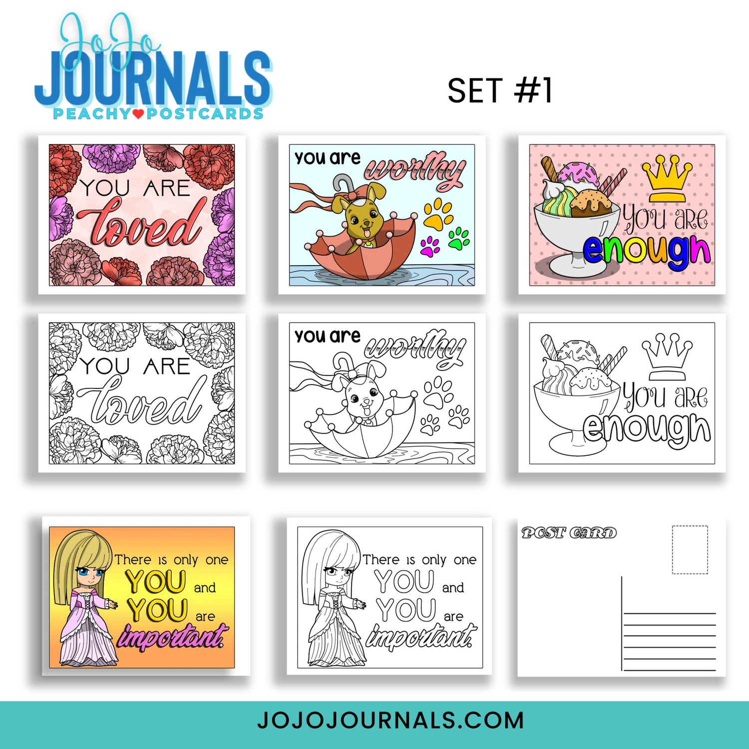 Peachy Postcards -Set 1 - Fiesta By JoJo Journals