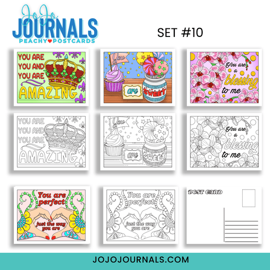 Peachy Postcards- Set 10 - Fiesta By JoJo Journals