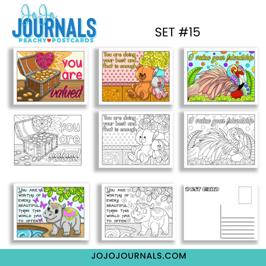 Peachy Postcards -Set 15 - Fiesta By JoJo Journals