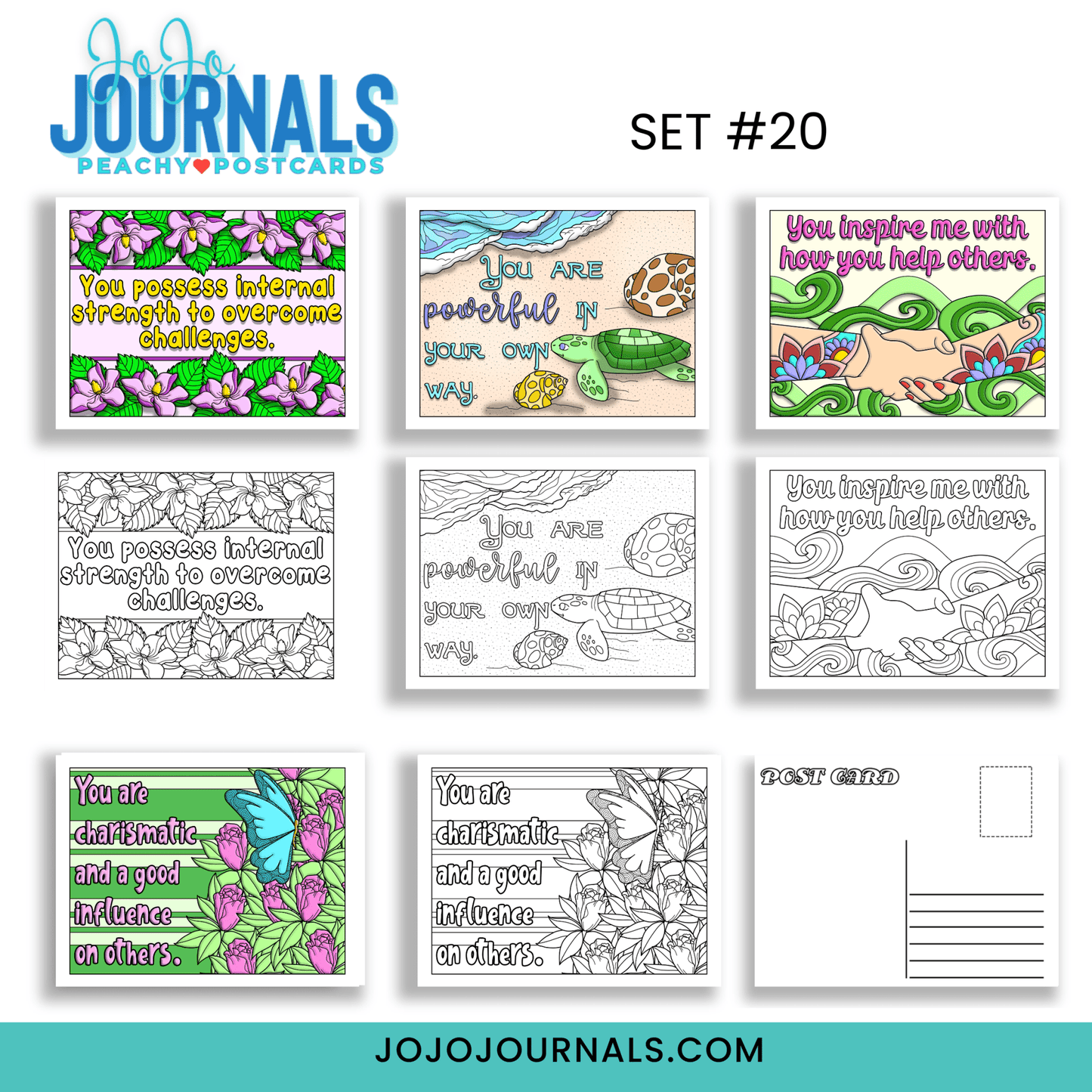 Peachy Postcards- Set 20 - Fiesta By JoJo Journals