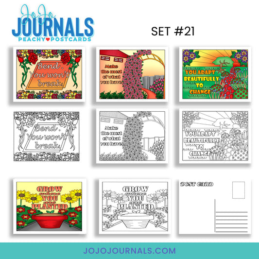 Peachy Postcards- Set 21 - Fiesta By JoJo Journals