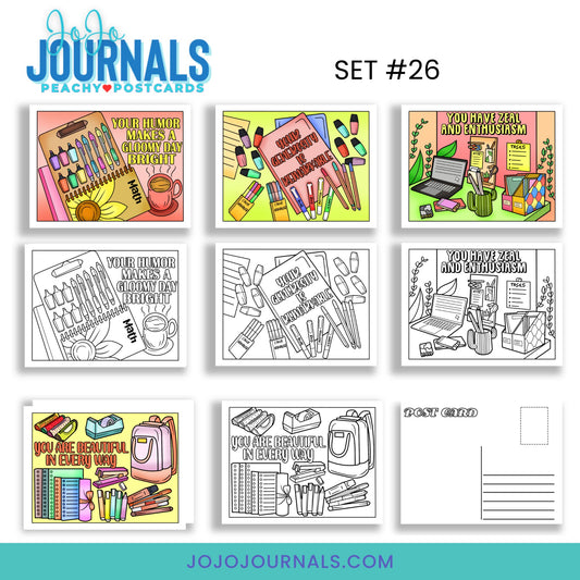 Peachy Postcards- Set 26 - Fiesta By JoJo Journals