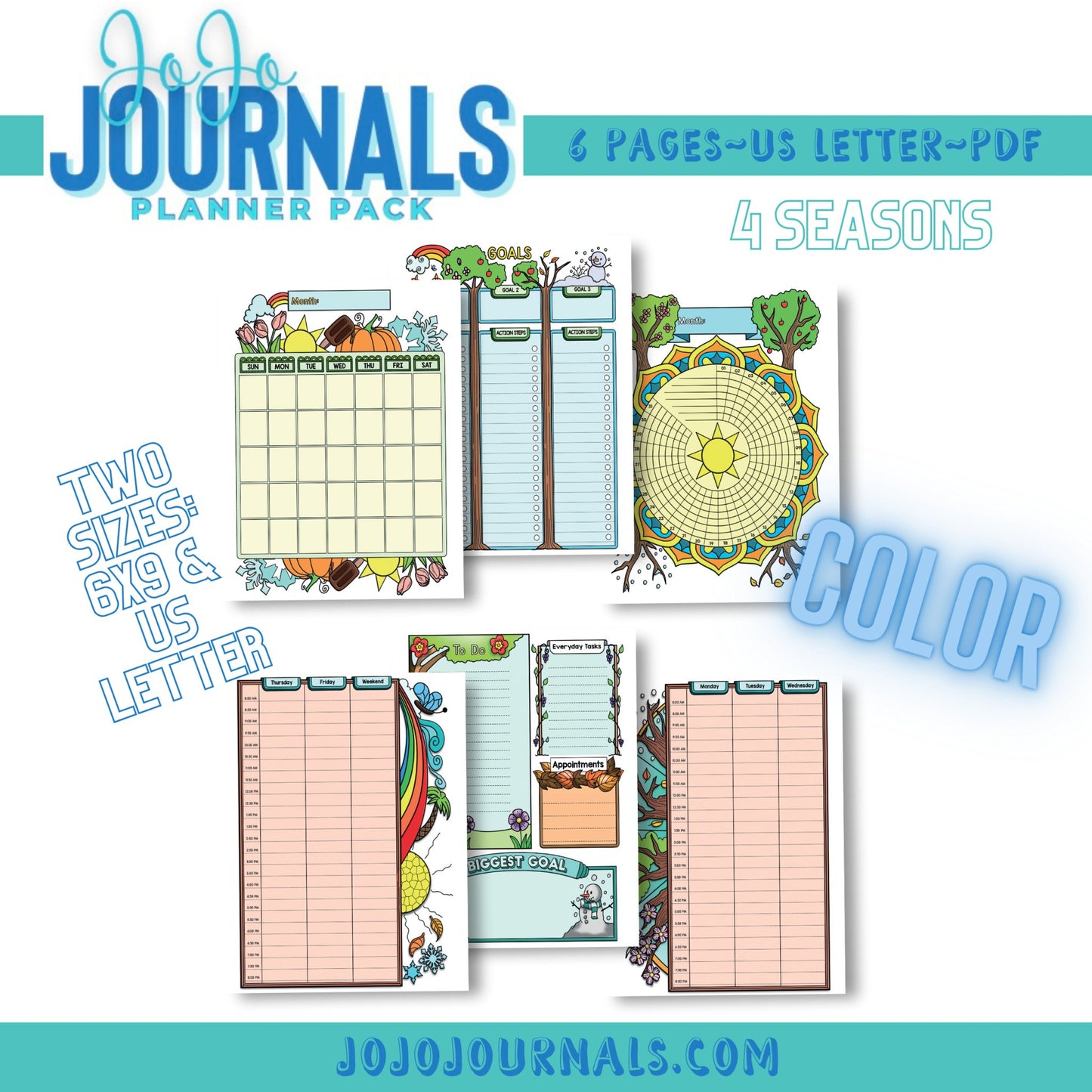 Planner Pack- Colorful- US Letter-4 Seasons - Fiesta By JoJo Journals