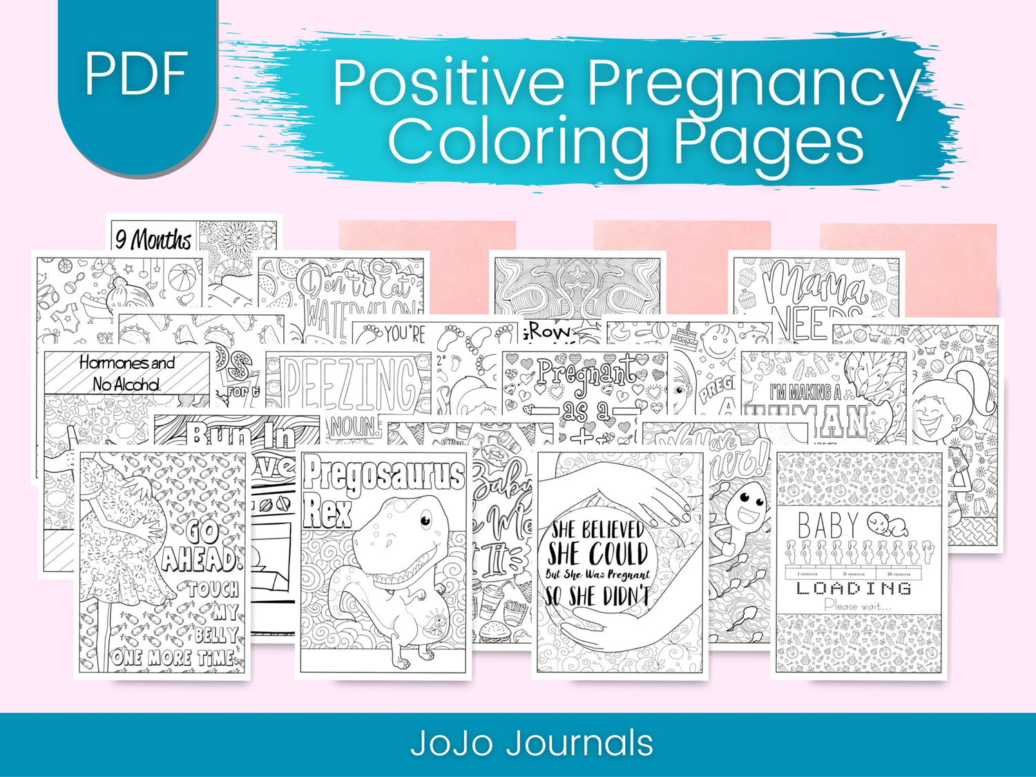 Positive Pregnancy -Adult Coloring Pages - Fiesta By JoJo Journals