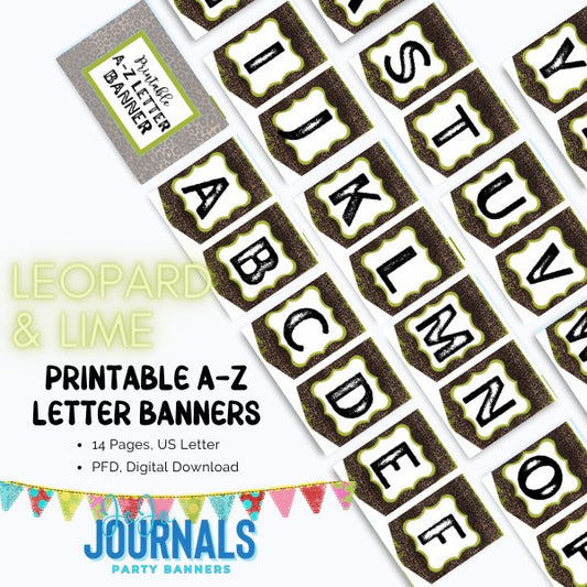 Printable Party Banner A-Z : Leopard and Lime - Fiesta By JoJo Journals