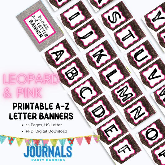 Printable Party Banner A-Z : Leopard and Pink - Fiesta By JoJo Journals