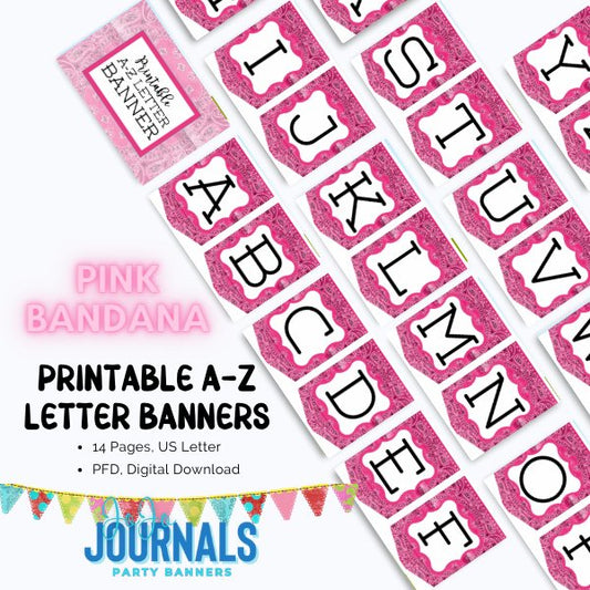 Printable Party Banner A-Z : Pink Bandana - Fiesta By JoJo Journals