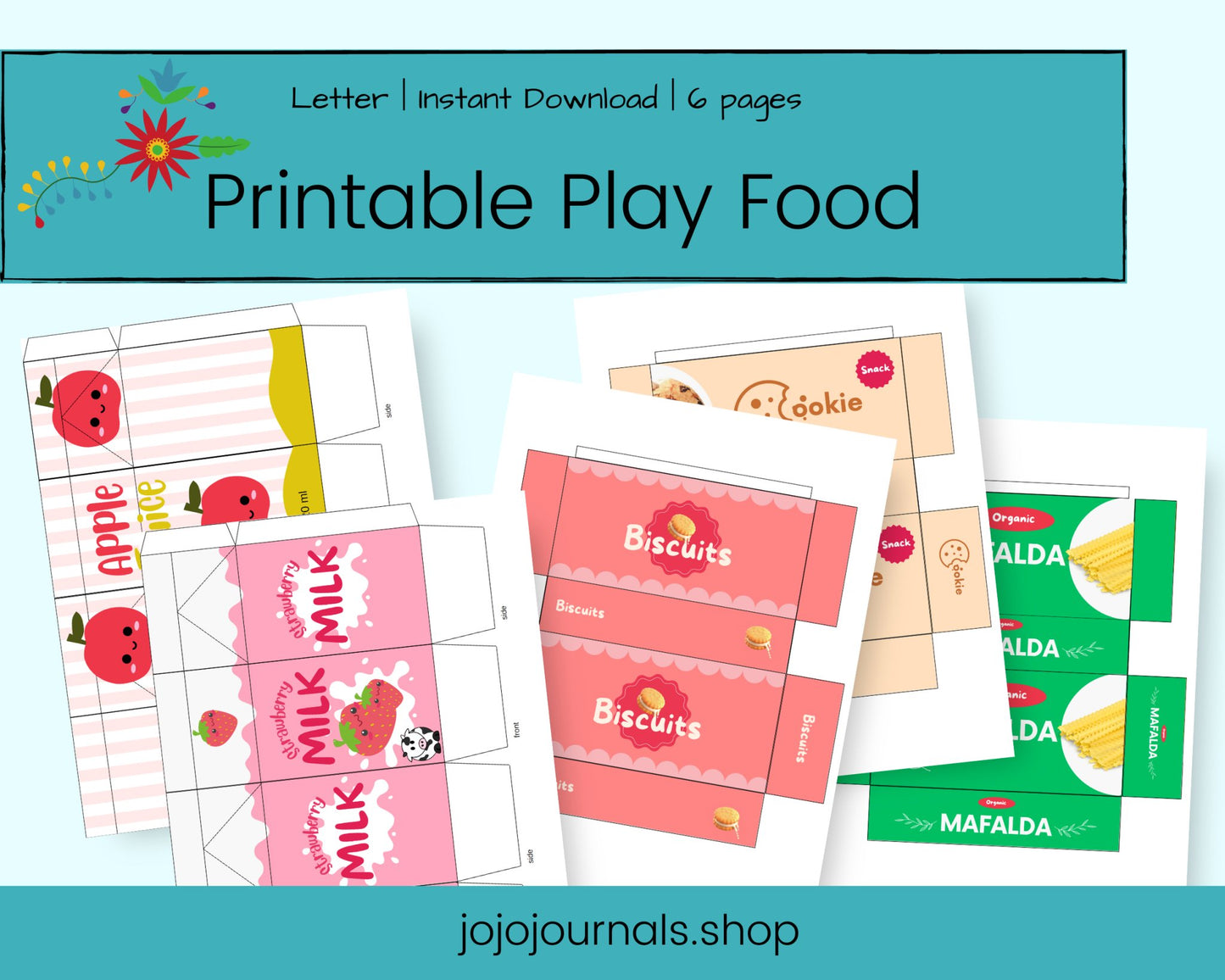 Printable Play Food- Pretend Play Kit - Fiesta By JoJo Journals