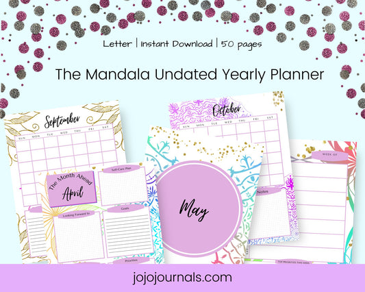 Undated Yearly Planner- Mandala - Fiesta By JoJo Journals