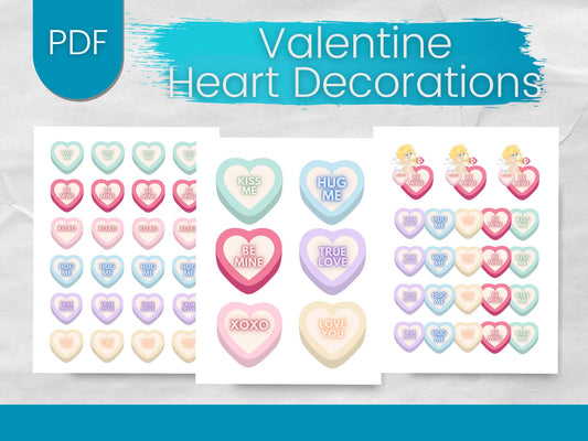 Valentine Heart Decorations- Use as Stickers or Cupcake Toppers - Fiesta By JoJo Journals