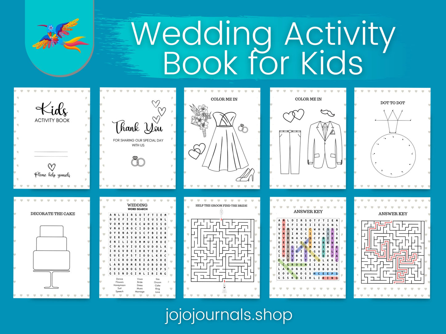 Wedding Activity Book for Kids - Fiesta By JoJo Journals