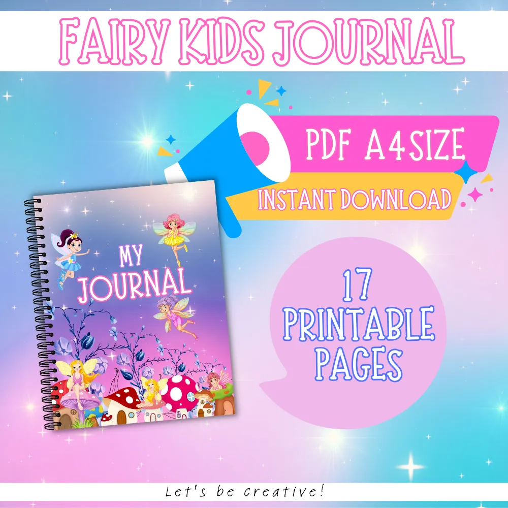 Fairy Kids Journal Printable – 17 Page A4 PDF Writing & Drawing Activity Journal