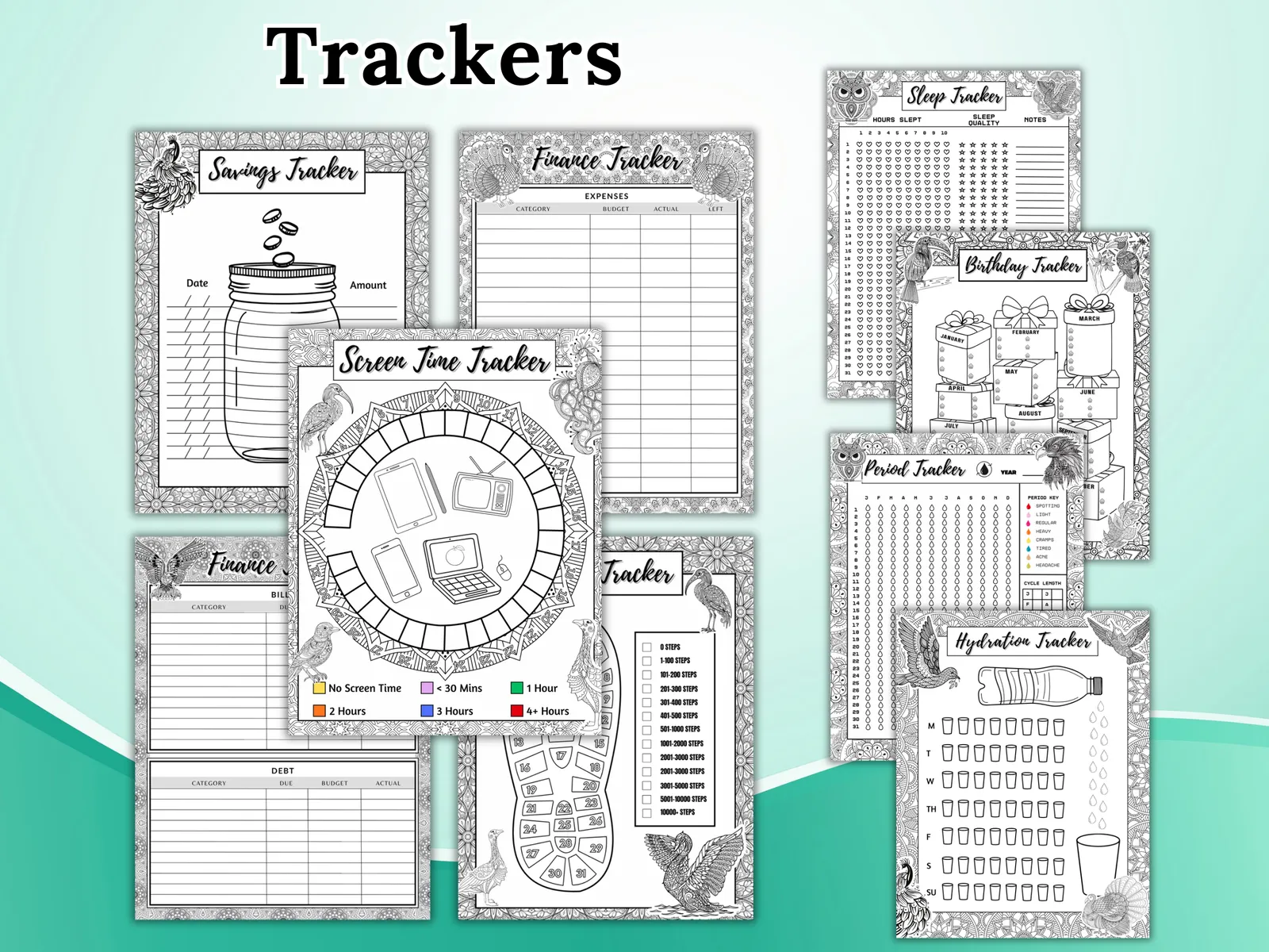 Bird Mandala Coloring Planner – 64 Page Printable Planner - Image 3