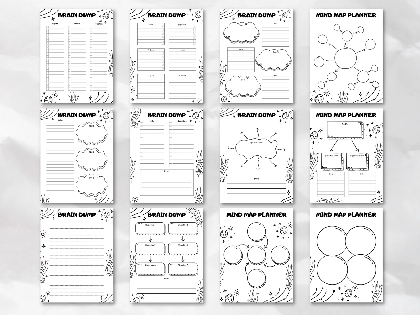Dump It, Darling- A Brain Dump Journal - Black and White - Image 2