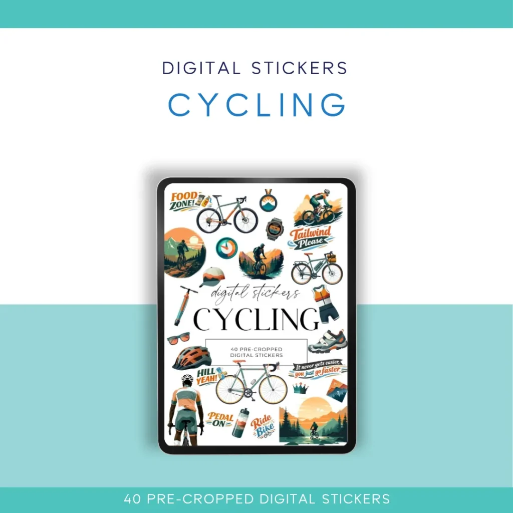 🚴‍♀️✨ Cycling Digital Sticker Pack – 40 Pre-Cropped Stickers for Digital Planners & Fitness Journals ✨🚴‍♂️