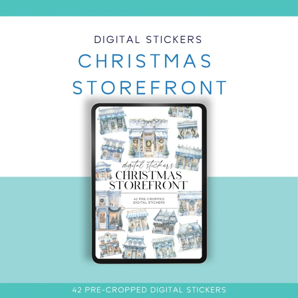 ❄️🏬 Christmas Storefront Digital Sticker Pack – 42 Pre-Cropped Stickers for Digital Planners & Journals 🏬❄️