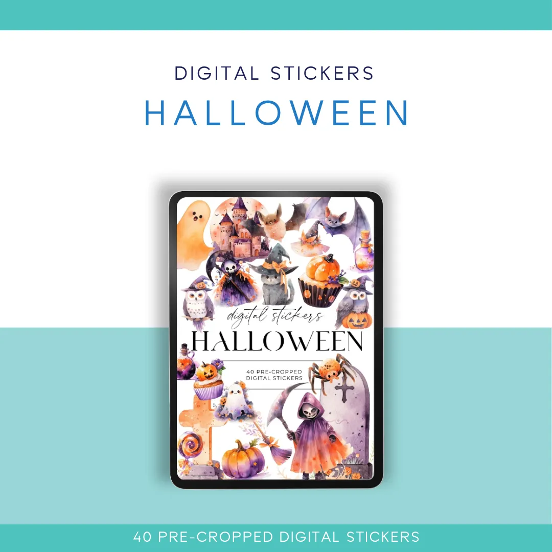 ๐ป๐ Halloween Digital Sticker Pack โ 40 Pre-Cropped Stickers for Digital Planners & Journals ๐๐ป