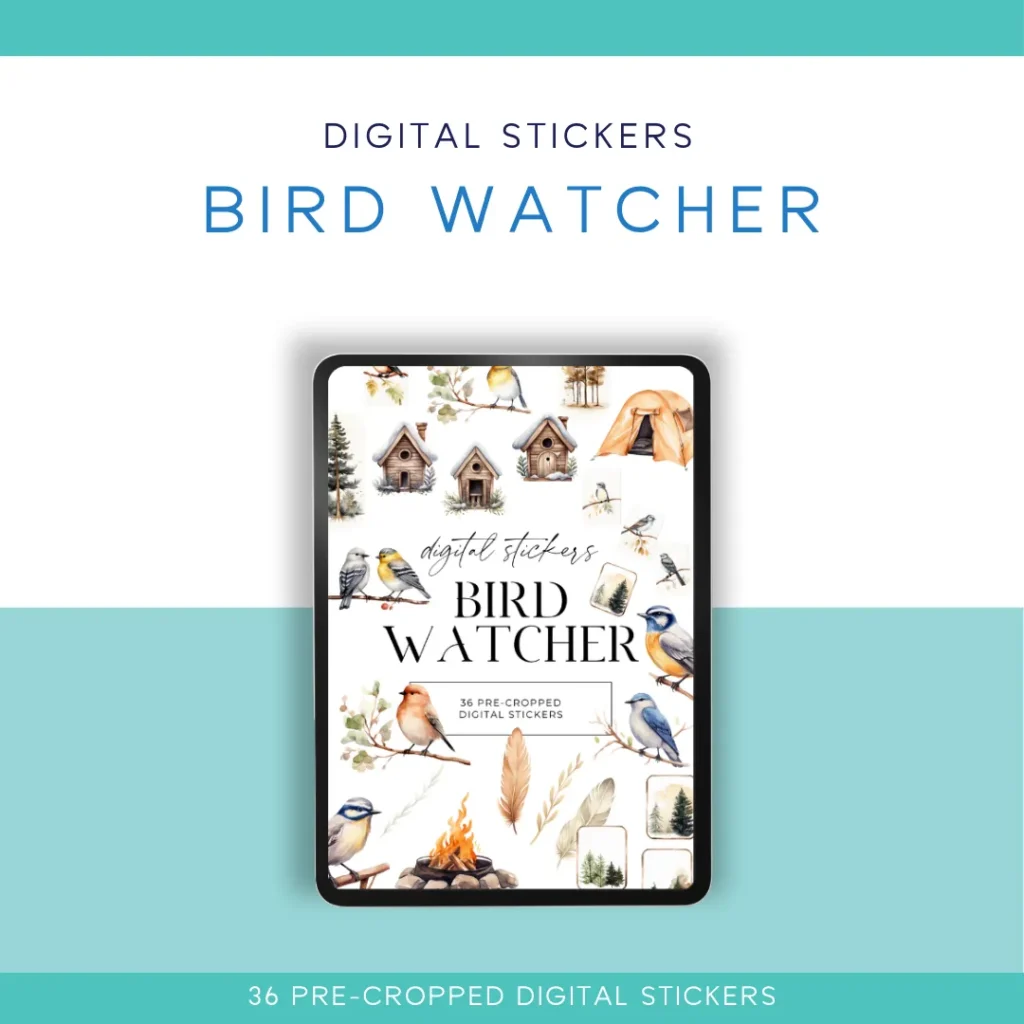 🌲🐦 Bird Watcher Digital Sticker Pack – 36 Pre-Cropped Stickers for Digital Planners & Nature Journals 🐦🌲