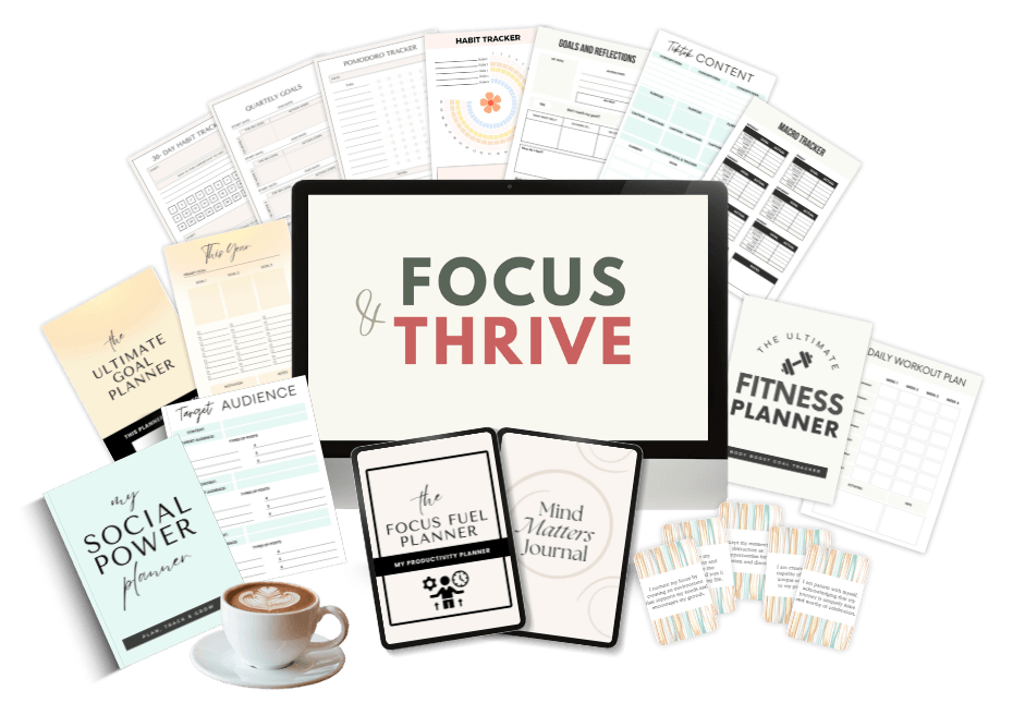 Focus & Thrive Bundle – 6 Printable Planners & Journals