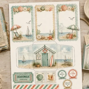 Vintage Beach- Printable Ephemera Sheet