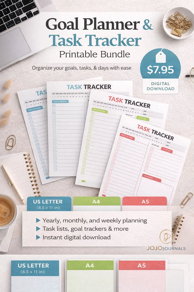 Goal Planner & Task Tracker Printable Bundle - Image 2