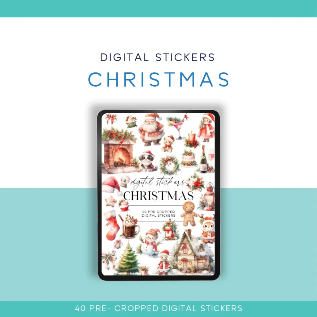 🎅✨ Christmas Digital Sticker Pack – 40 Pre-Cropped Stickers for Digital Planners & Journals ✨🎅