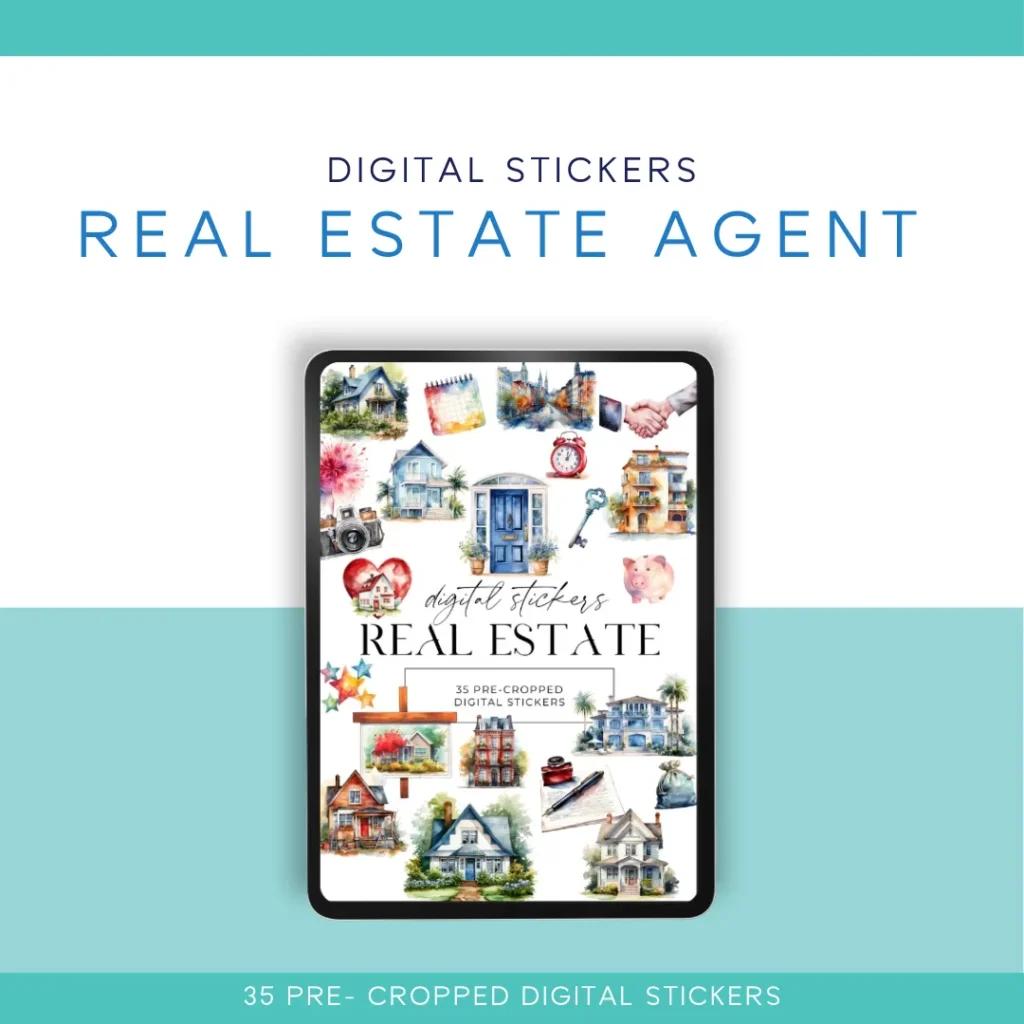 🏡✨ Real Estate Agent Digital Sticker Pack – 35 Pre-Cropped Stickers for Digital Planners & Journals ✨🏡