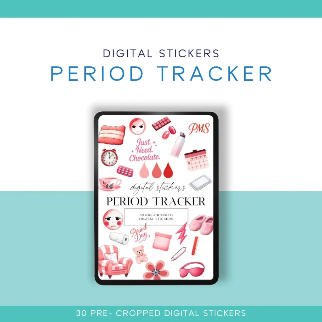 🌸🩸 Period Tracker Digital Sticker Pack – 30 Pre-Cropped Stickers for Digital Planners & Journals 🩸🌸