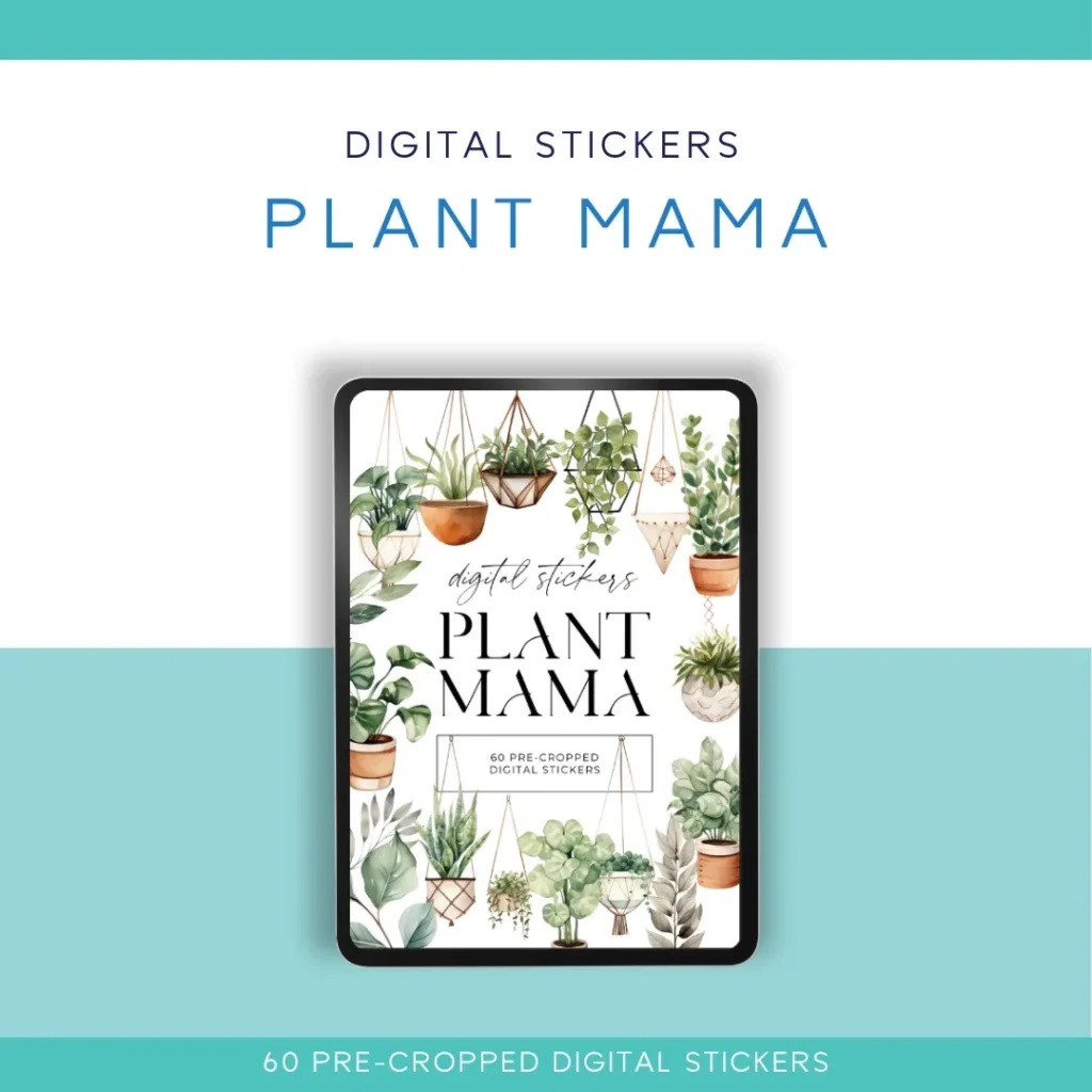 🌿 Plant Mama Digital Sticker Pack | 47 Pre-Cropped Stickers for Digital Planners & Journals 🌿