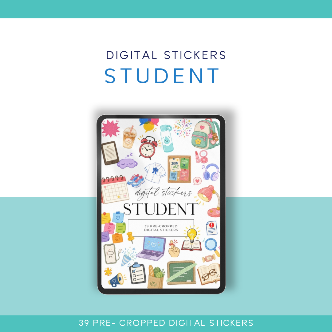 Student Digital Stickers | 39 Pre-Cropped PNG Stickers